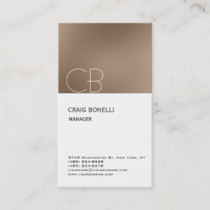 Monogram White Beige Attraktive Business Card Visitenkarte