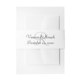 Monogram White Black Wedding Einladungsbanderole