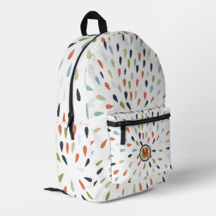 Monogram White Blue Green Orange Drop Pattern Bedruckter Rucksack