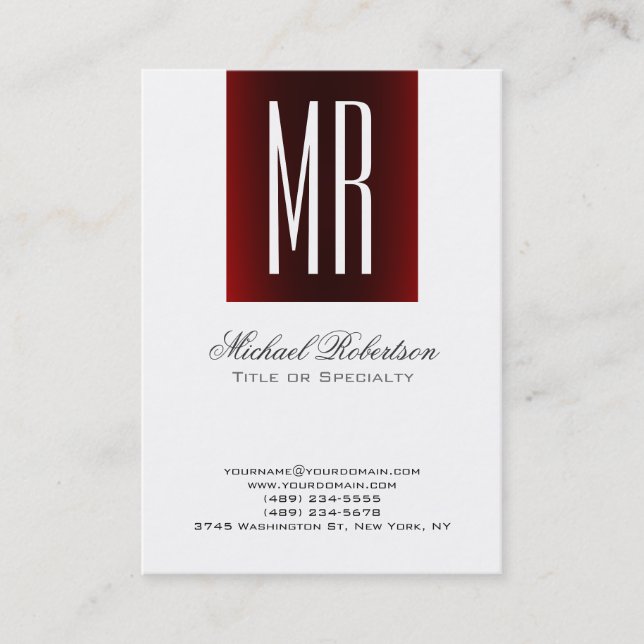 Monogram White Chic Calligraphy Business Card Visitenkarte (Vorderseite)