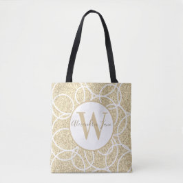 Monogram White Circle Gold Glitzer Moderner Abstra Tasche