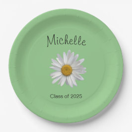 Monogram White Daisy Graduation Party Pappteller
