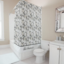Monogram White Gray Swan Floral Elegant Stilvoll