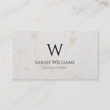 Monogram White Marble Simple Modern Black Initial