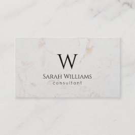 Monogram White Marble Simple Modern Black Initial Visitenkarte