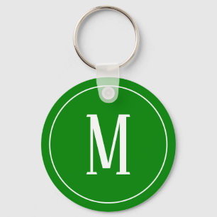 Monogram White on Green Schlüsselanhänger