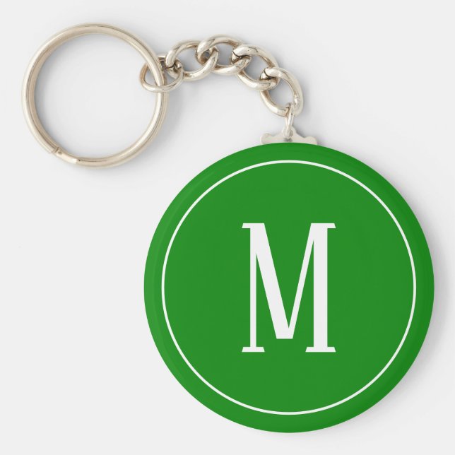 Monogram White on Green Schlüsselanhänger (Vorne)