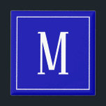 Monogram White on Royal Blue Square Magnet<br><div class="desc">Ein quadratischer Magnet mit einem weißen Monogramm auf einem königsblauen Hintergrund. Passen Sie den Magneten mit Ihren eigenen Initialen oder Initialen,  Farben,  unter anderem mit anderen Optionen an.</div>
