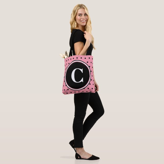 Monogram White Pink Black Polka Dots Tasche (Am Model)