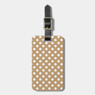 Monogram White Polka Dot auf Camel Brown Gepäckanhänger