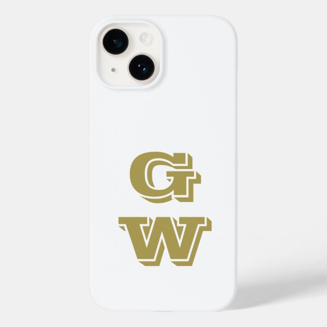 Monogram White Retro Gold Initialen Minimalistisch Case-Mate iPhone 14 Hülle (Rückseite)