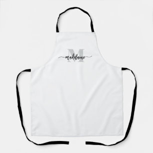 Monogram White Silver Personal Schürze