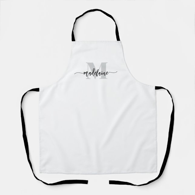Monogram White Silver Personal Schürze (Vorderseite)