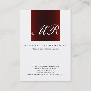 Monogram White Strip Chubby Business Card Visitenkarte