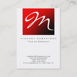 Monogram White Strip Chubby Business Card Visitenkarte