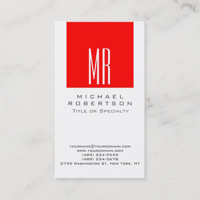 Monogram White Stripe Professional Business Card Visitenkarte (Vorderseite)