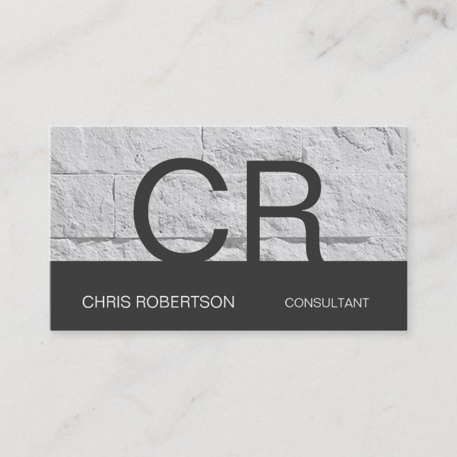 Monogram, White Wall Brick Business Card Visitenkarte (Vorderseite)