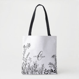 Monogram Wilde Blume Doodles Tasche