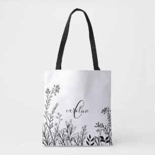 Monogram Wilde Blume Doodles Tasche