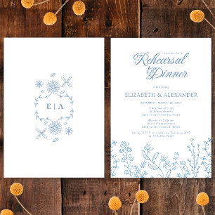 Monogram Wildflower Periwinkle Probe Dinner Einladung