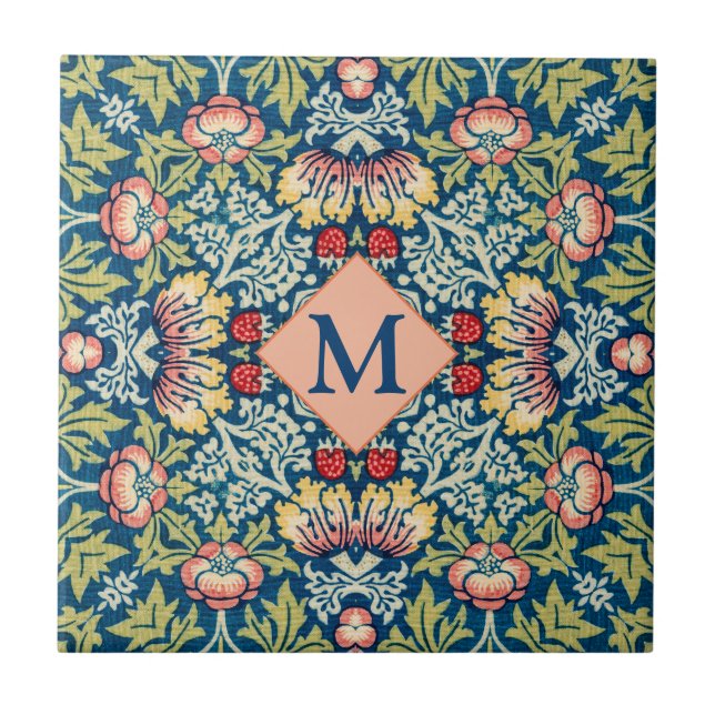 Monogram William Morris Geometric Pattern Fliese (Vorderseite)