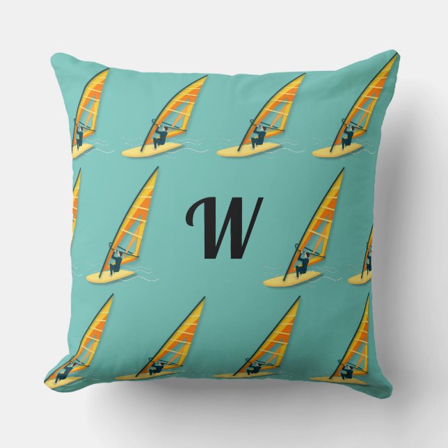 Monogram Windsurfing Throw Pillow Kissen (Vorderseite)