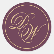 Monogram Wine Color 2 Initials Golden Calligraphy