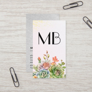 Monogram Wine Sukkuläre Blume Visitenkarte