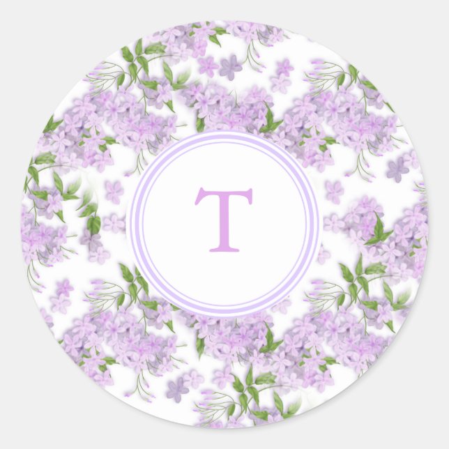 Monogram Wisteria-Blume Runder Aufkleber (Vorderseite)