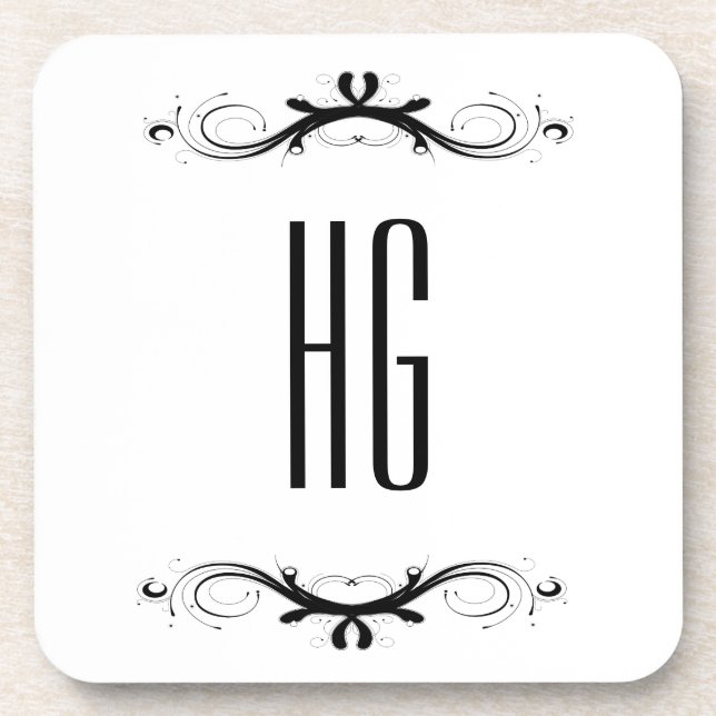 Monogram with Black Accents Getränkeuntersetzer (Vorderseite)