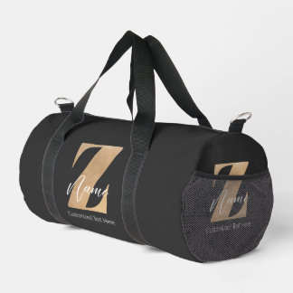 Monogram with Initial Z & Custom Name Personalized Duffle Bag