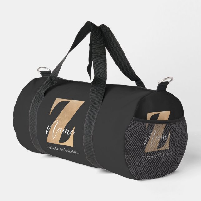Monogram with Initial Z & Custom Name Personalized Duffle Bag (Rechte Ecke)