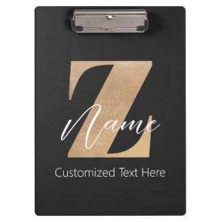 Monogram with Initial Z & Custom Name Personalized Klemmbrett