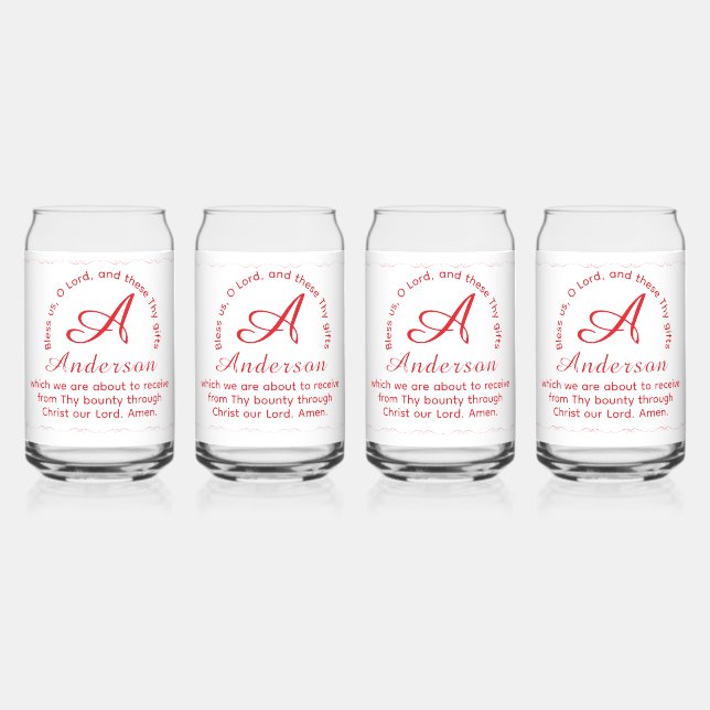 Monogram with Name Catholic Blessing Drinkware Set Dosenglas (Vorderseite)