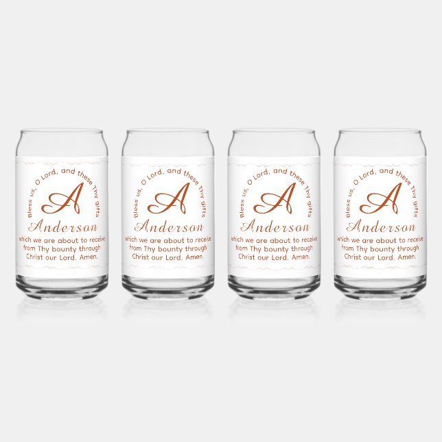 Monogram with Name Catholic Blessing Drinkware Set Dosenglas (Vorderseite)