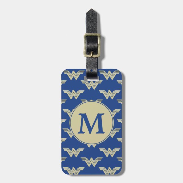 Monogram Wonder Woman Logo Muster Gepäckanhänger (Vorderseite vertikal)