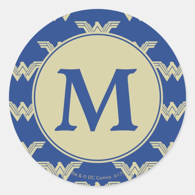Monogram Wonder Woman Logo Muster Runder Aufkleber (Vorderseite)