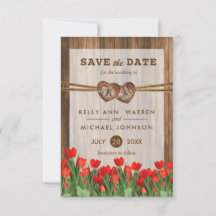Monogram Wood Hearts with Red Tulips