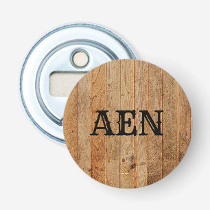 Monogram Wood Rustic Country Brown Black Flaschenöffner