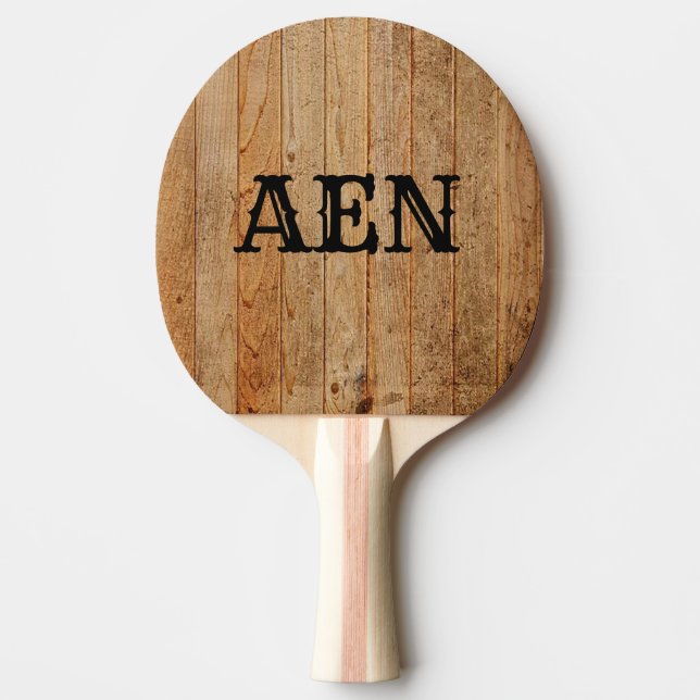 Monogram Wood Rustic Country Brown Black Tischtennis Schläger (Vorderseite)
