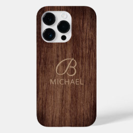 Monogram Wood Rustic Timer Personalisiert Name Case-Mate iPhone 14 Pro Hülle