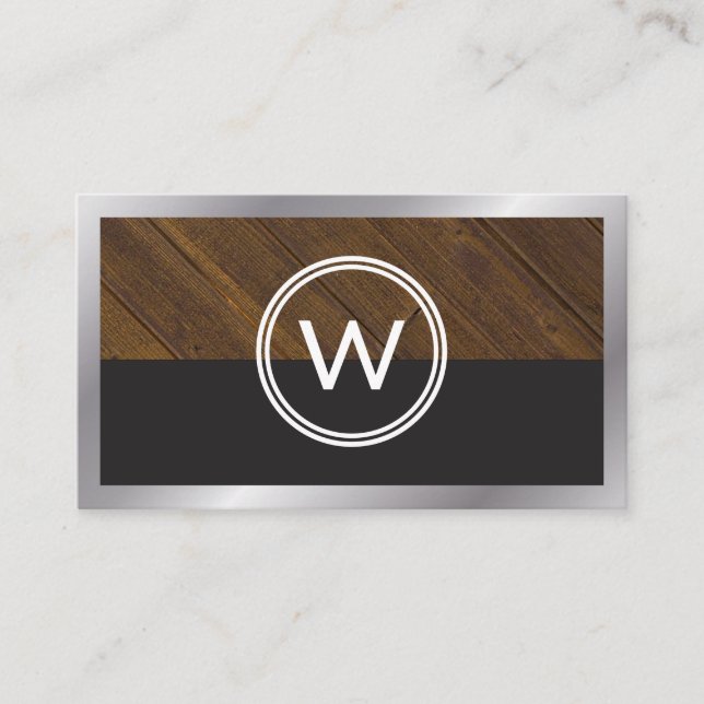 Monogram Wood Two Tone | Metallgrenze Visitenkarte (Vorderseite)