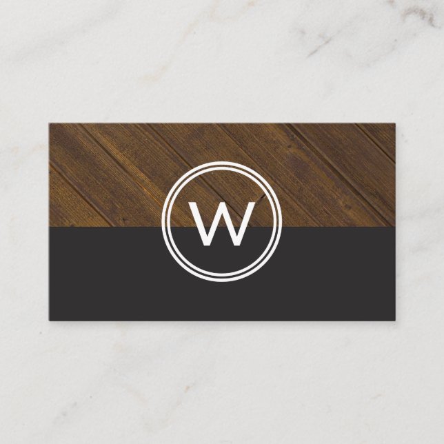 Monogram Wood Two Tone Visitenkarte (Vorderseite)