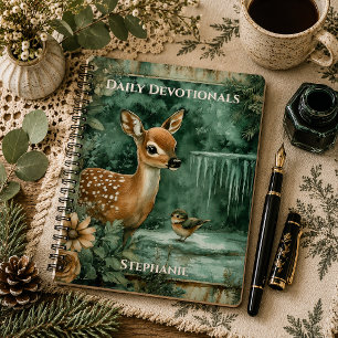 Monogram Woodland Deer Daily Andachten Notizblock