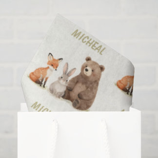Monogram woodland forest animals seidenpapier