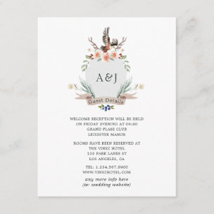Monogram Woodland Wappen Wedding Guest Details Begleitkarte