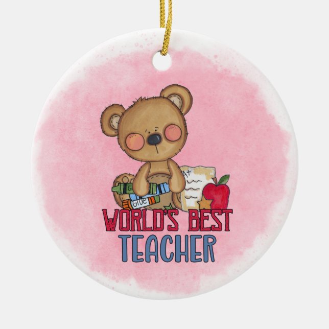 Monogram World's Best Teacher Keramik Ornament (Vorne)