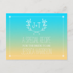 Monogram Wreath Beach Ombre Brautparty Rezept Einladungspostkarte