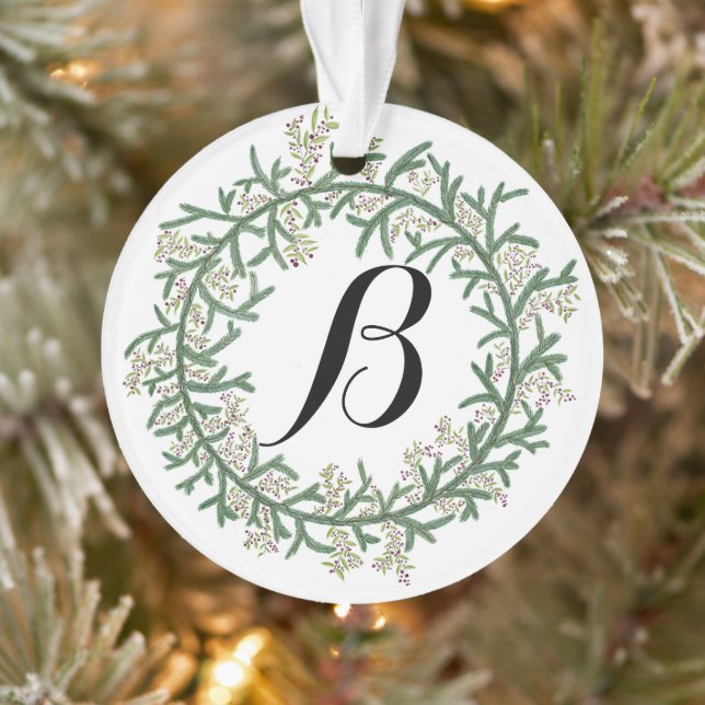 Monogram Wreath Christmas Ornament (Baum)
