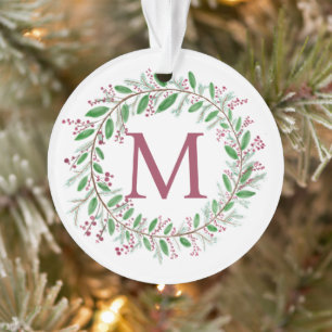 Monogram Wreath Christmas Ornament